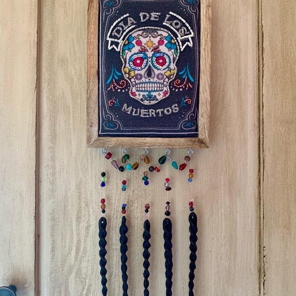 Day Of The Dead Skull Dia De Los Muertos Beaded Halloween Hanging Wall Art - Picture 5 of 17